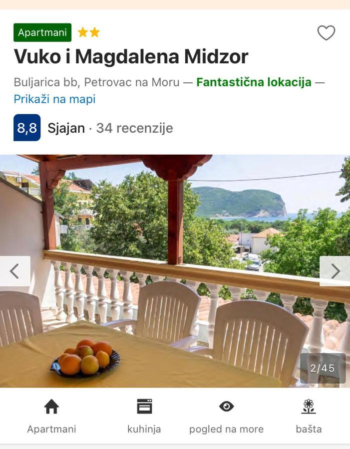 Vuko I Magdalena Midzor Daire Petrovac Dış mekan fotoğraf
